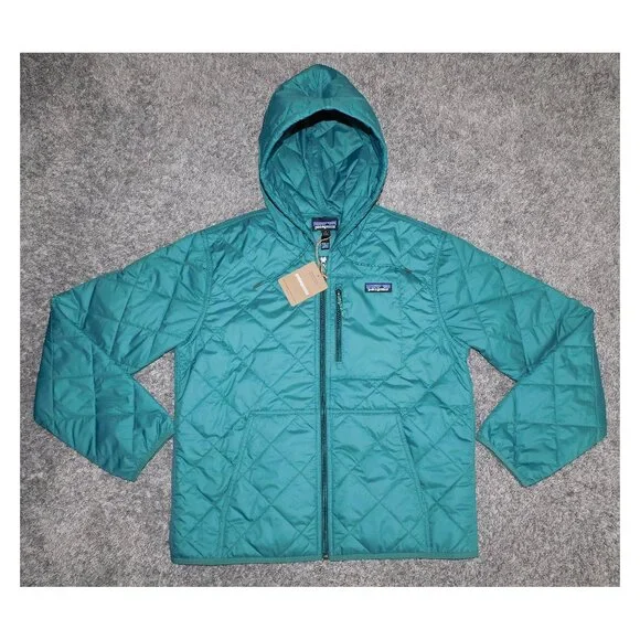 Patagonia Diamond Quilted Bomber Hoody Jacket In Wetland Blue NEW Size M 20695 - Picture 1 of 3